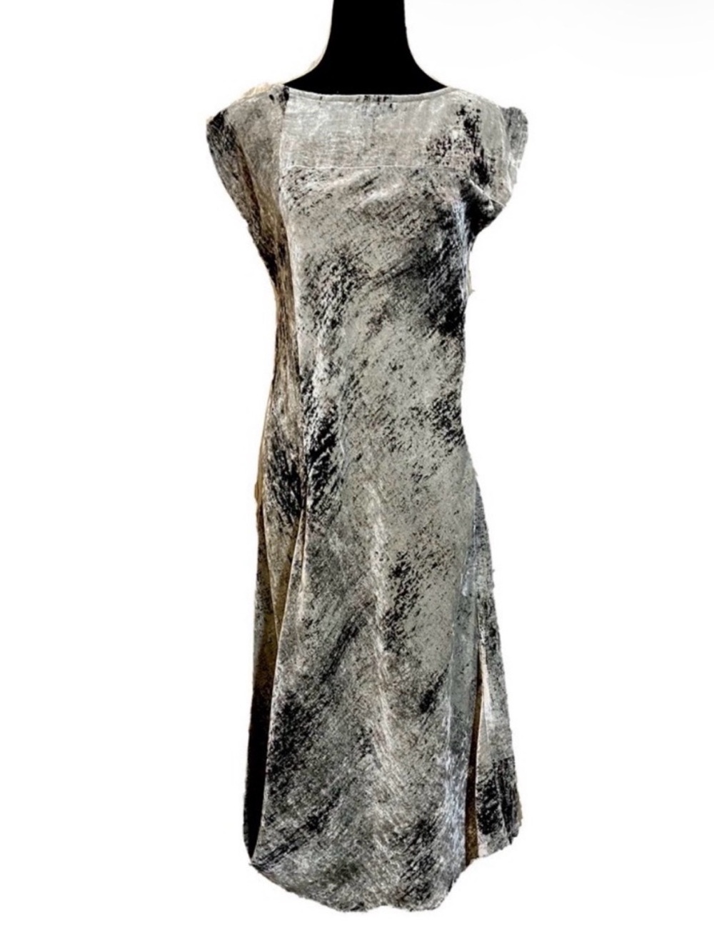 Babette SF Women's Silver Gray Velvet Sheath Avant Garde Dress